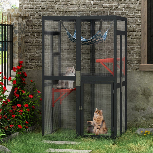 💥[FLASH SALE]⭐ [Limited supply] ⭐Free Shipping ⭐ Coziwow Catio Outdoor Cat Playpen, Black, Medium💥