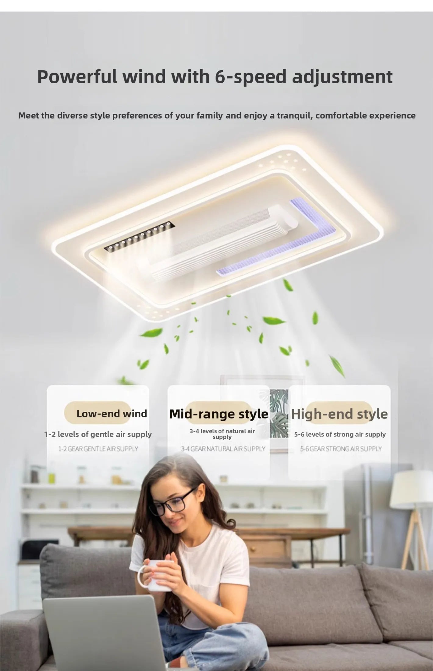 Smile | Bladeless Integrated Smart Fan Light Ceiling Mounted