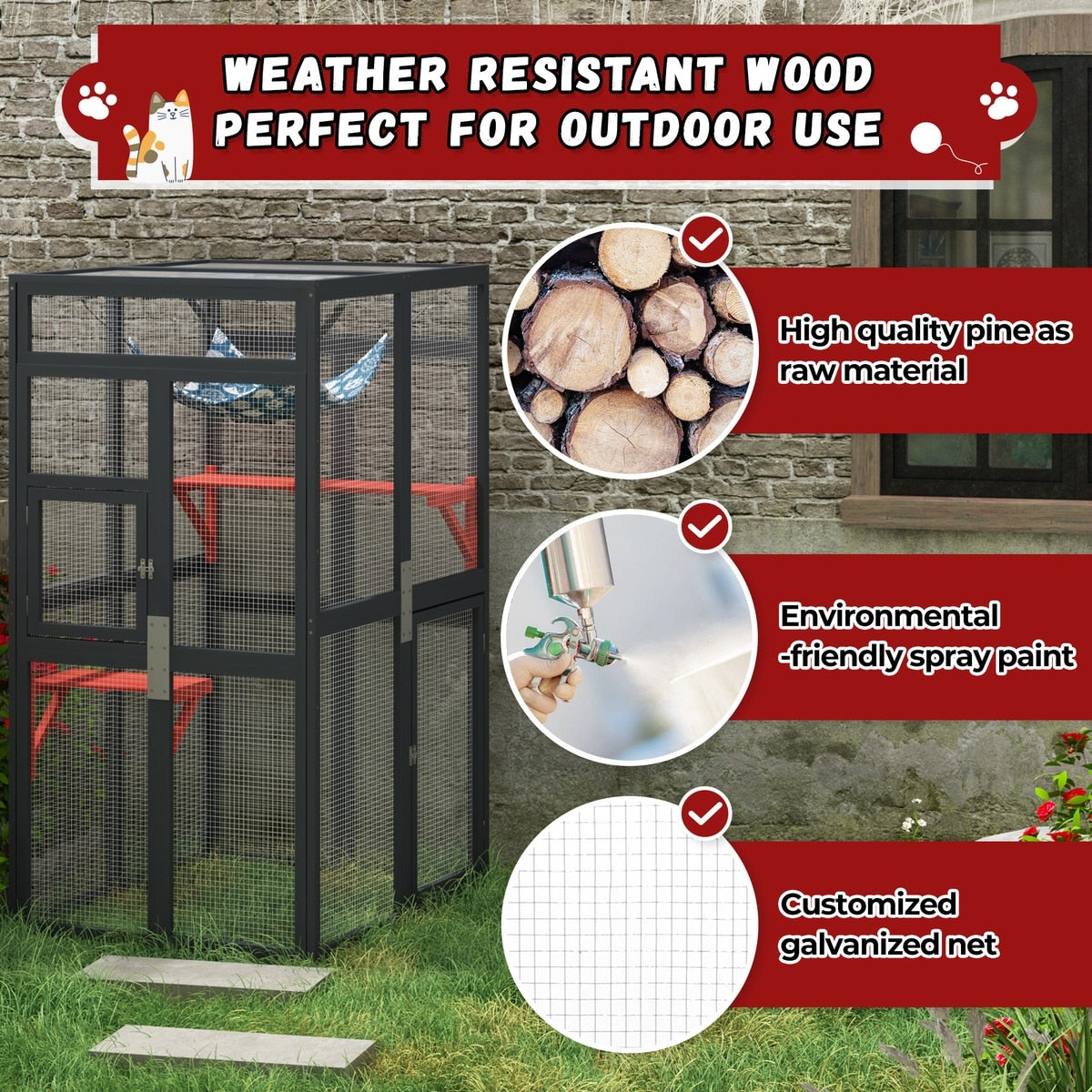 💥[FLASH SALE]⭐ [Limited supply] ⭐Free Shipping ⭐ Coziwow Catio Outdoor Cat Playpen, Black, Medium💥