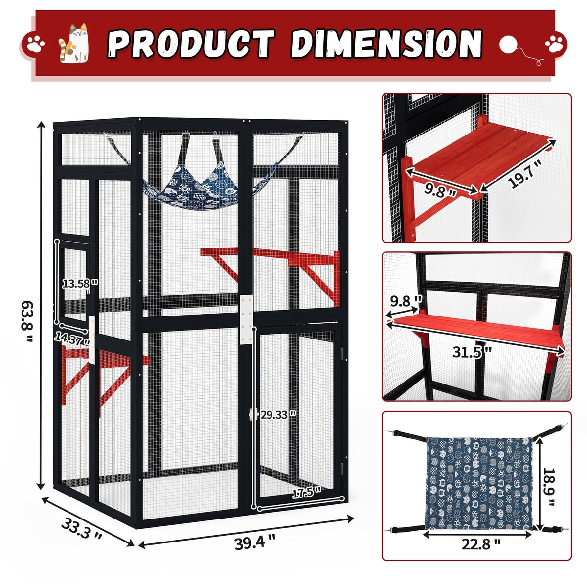 💥[FLASH SALE]⭐ [Limited supply] ⭐Free Shipping ⭐ Coziwow Catio Outdoor Cat Playpen, Black, Medium💥