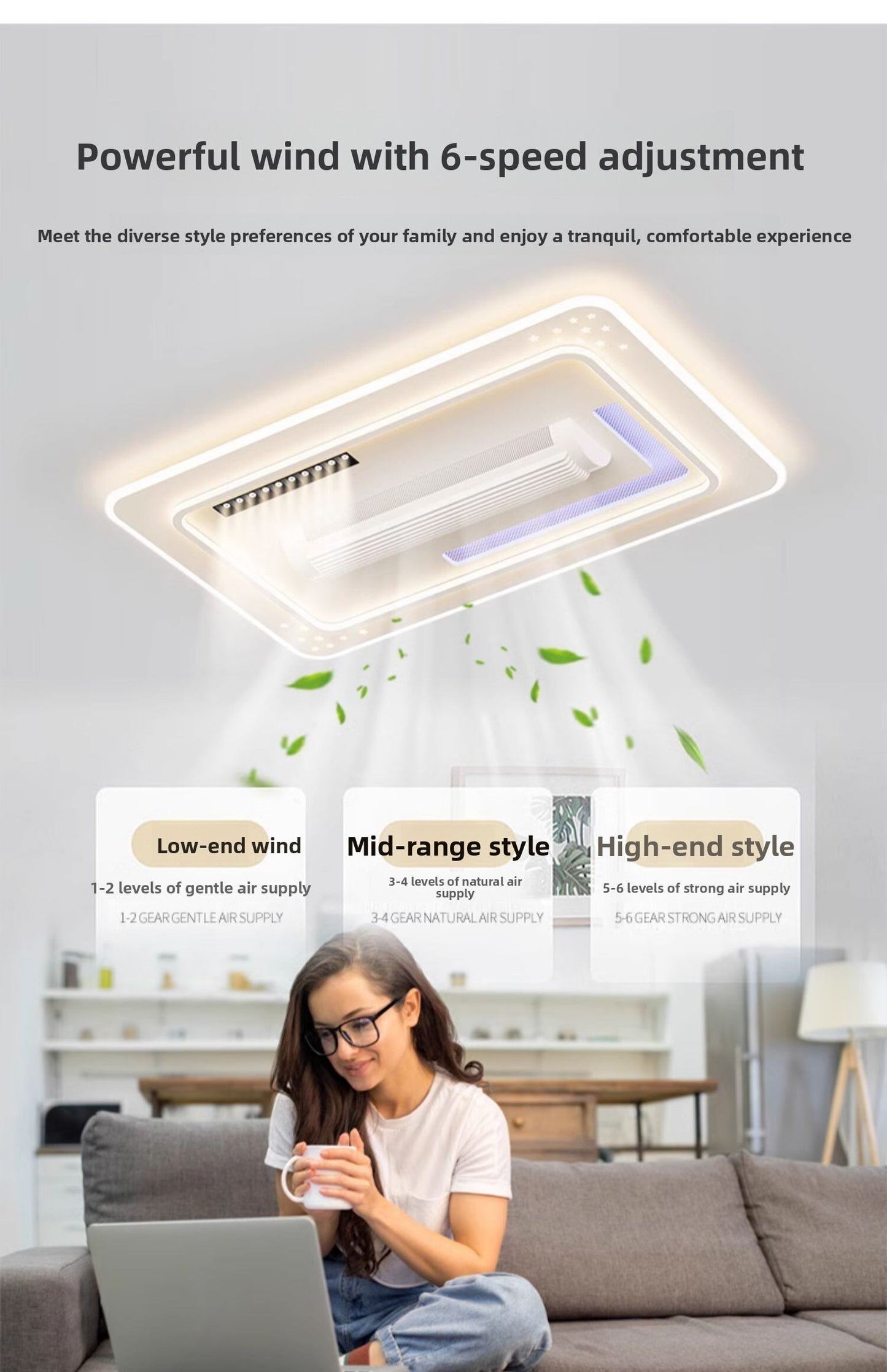 Smile | Bladeless Integrated Smart Fan Light Ceiling Mounted